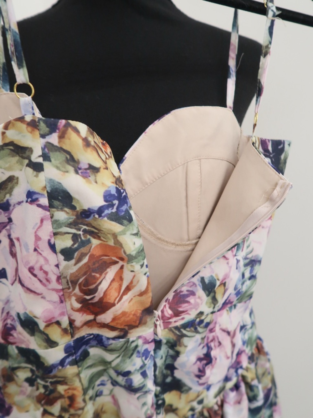 Floral Sweetheart Neckline Mini Romper Dress - Multicolor Floral - Picture 3 of 4